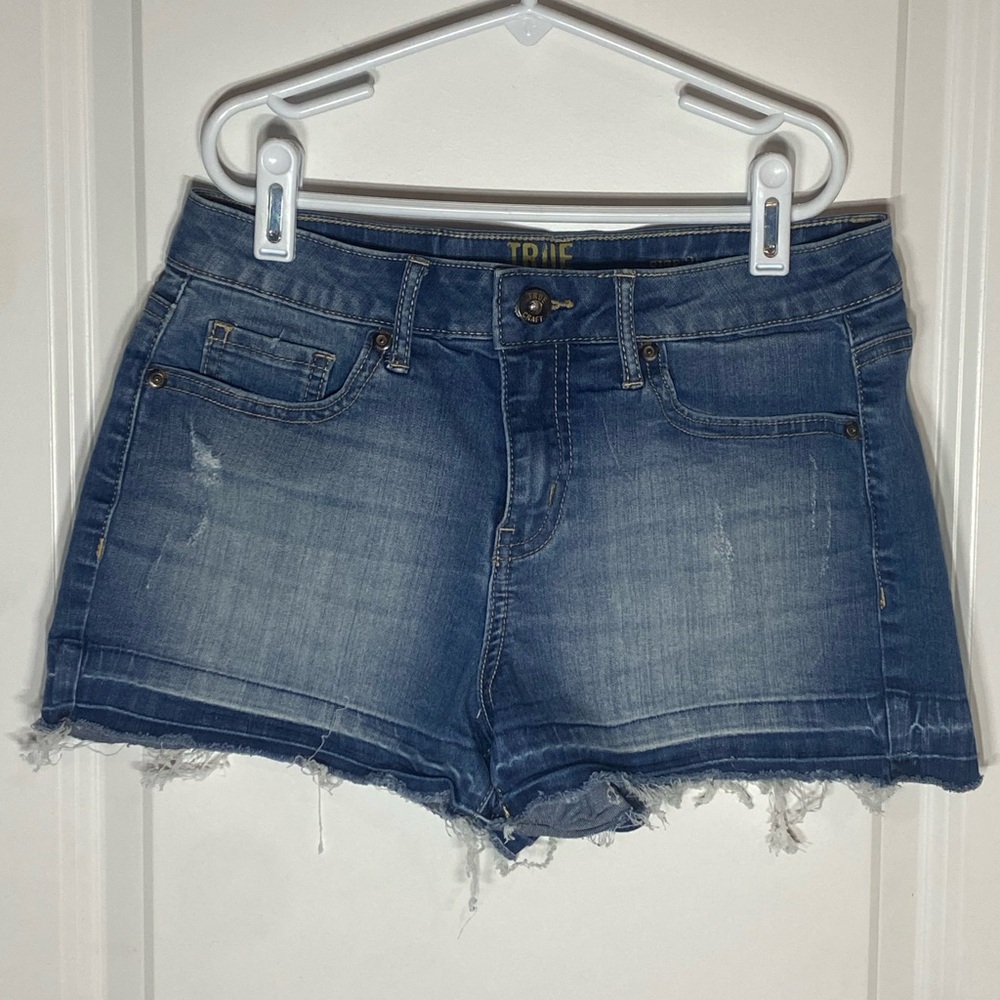 True Craft Distressed Blue Jean Shorts